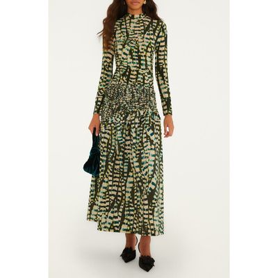 FARM Rio FARM Rio Striped Leaves Cotton Midi Skirt