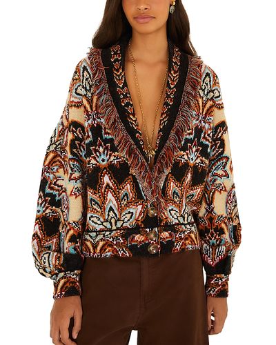 Farm Rio Farm Rio Tapestry Dream Knit Fringe Cardigan