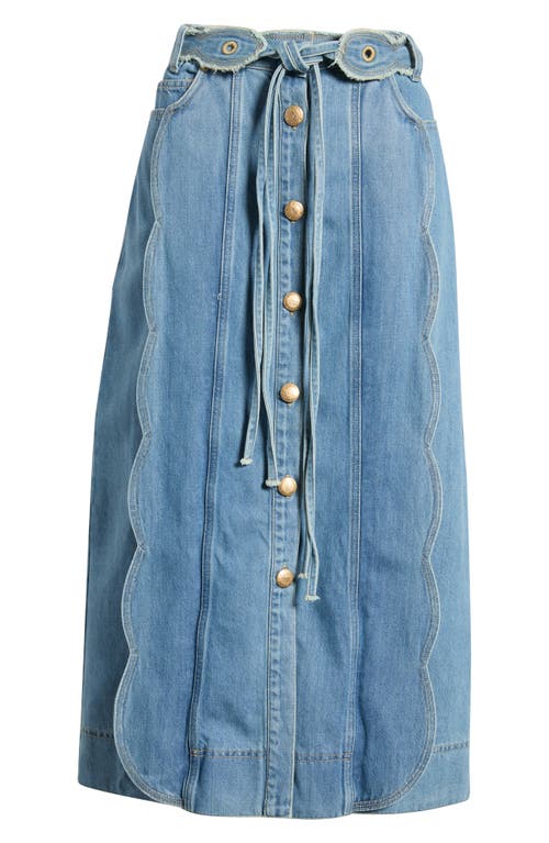 FARM Rio FARM Rio Tie Waist Denim Midi Skirt 