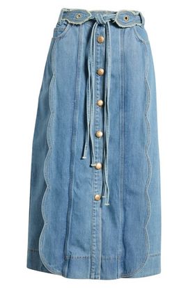 FARM Rio FARM Rio Tie Waist Denim Midi Skirt 