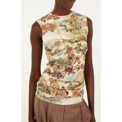FARM Rio FARM Rio Toile de Rio Ruched Sleeveless Top