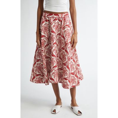 FARM Rio FARM Rio Tropical Cameo Linen Blend Midi Skirt