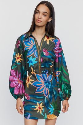 Farm Rio Farm Rio x Anthropologie 100% Cotton Printed Mini Dress