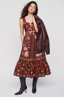 Farm Rio Farm Rio x Anthropologie Scalloped Printed Midi Dress