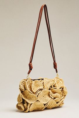 Farm Rio Flower Raffia Crochet Shoulder Bag