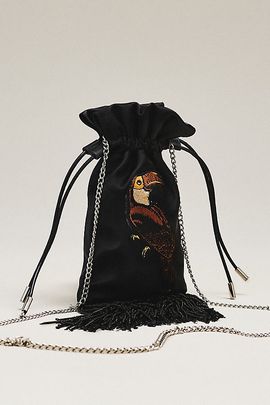 Farm Rio Fringe Satin Bucket Bag