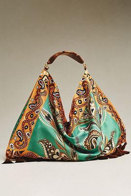 Farm Rio Fringed Scarf Hobo Bag