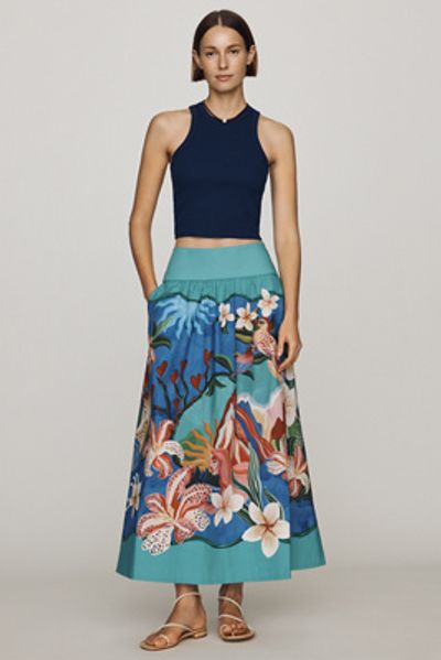 Farm Rio Garden of Life 100% Cotton Maxi Skirt