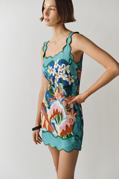 Farm Rio Garden of Life 100% Linen Mini Dress
