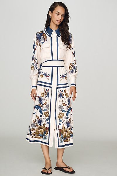 Farm Rio Golden Nature Belt Midi Dress