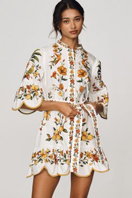 Farm Rio Lemon Bouquet Cotton Mini Dress