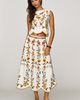 Farm Rio Lemon Bouquet Linen Blend Midi Skirt - 1