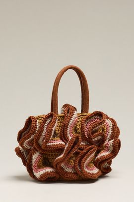 Farm Rio Linen Crochet Flower Handbag