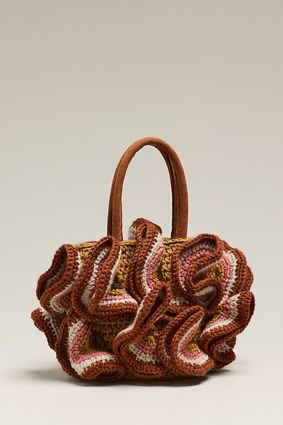 Farm Rio Linen Crochet Flower Handbag
