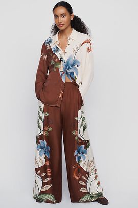 Farm Rio Millena Printed High-Rise Wide-Leg Pants