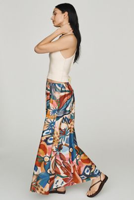 Farm Rio Plissé Floral Maxi Skirt