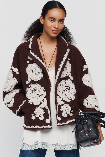 Farm Rio Plush Flowers Jacket