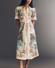 Farm Rio Royal Sea Gathered-Waist Midi Dress - 1