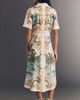 Farm Rio Royal Sea Gathered-Waist Midi Dress - 4