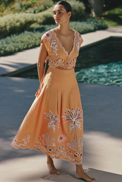 Farm Rio Tropi Camel Maxi Skirt
