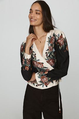 Farm Rio Winter Florals Wrap Blouse