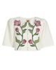 Farm Rio Women's Floral-Embroidered Linen Crop Top - 1
