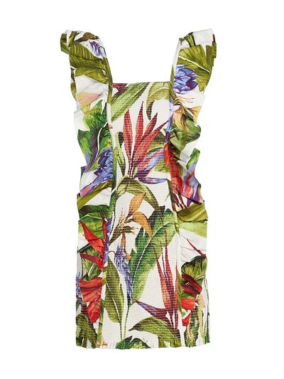 Farm Rio Women's Florart Sand Linen Minidress