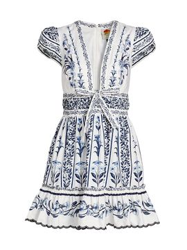 Farm Rio Women's Flowers Arch Ruffled A-Line Minidress