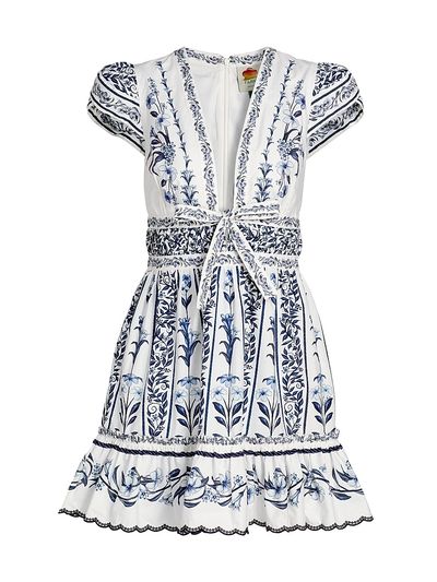 Farm Rio Women's Flowers Arch Ruffled A-Line Minidress