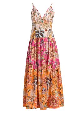 Farm Rio Women's Ligia Floral Tiered Maxi Dress