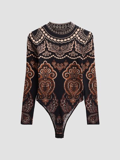 Farm Rio Women's Nicole Paisley Ribbed-Jersey Bodysuit