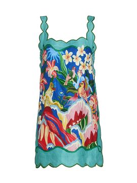 Farm Rio Women's Printed Scalloped Minidress