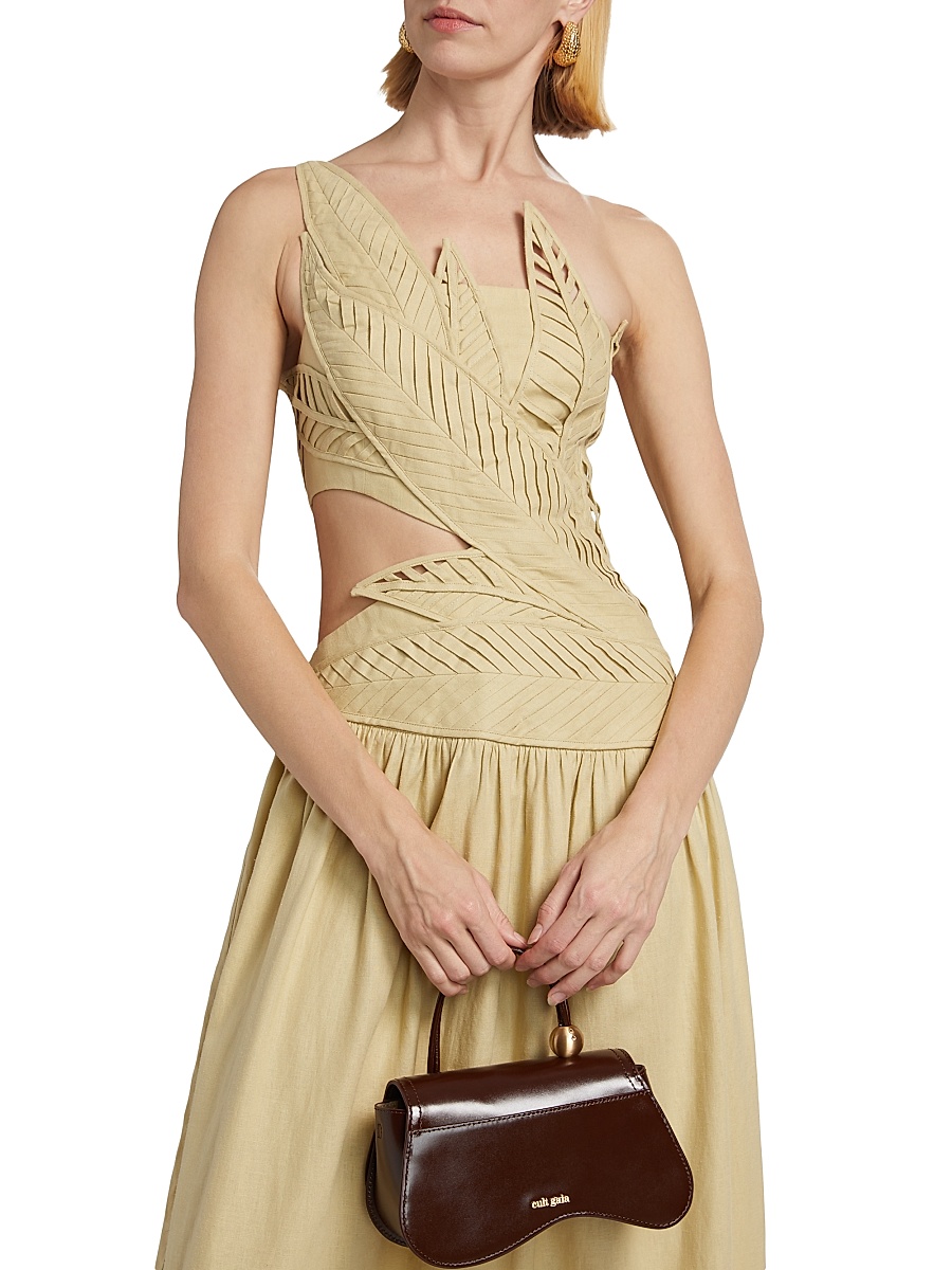 farm rio leaves cut-out midi-dress FARM Rio Green Leaves Cut Out Midi Dress
