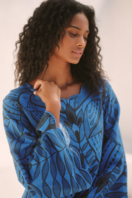 farm rio x anthropologie long-sleeve ruffle-shoulder shift mini dress FARM Rio | Dresses | The Farm Rio X Anthropologie Longsleeve Ruffle  Shoulder Shift Mini Dress