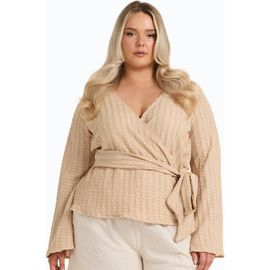 FASHION-SZN CURVE FASHION-SZN CURVE Kimono Wrap Front Belted Top