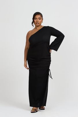 FASHION-SZN CURVE FASHION-SZN CURVE One Shoulder Flare Sleeve Maxi Dress