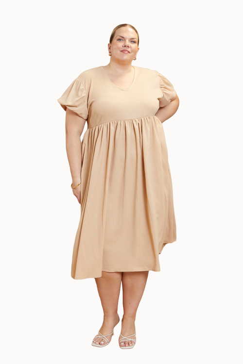 FASHION-SZN CURVE FASHION-SZN CURVE Puff Sleeve Smock Dress
