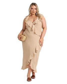 Fashion-szn Curve Fashion-szn Curve Ruffle Wrap Sleeveless Midi Dress