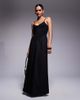 Fashionkilla Fashionkilla cotton & poplin mix v neck drop waist detail maxi dress in black - 1