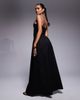 Fashionkilla Fashionkilla cotton & poplin mix v neck drop waist detail maxi dress in black - 4