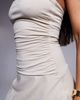 Fashionkilla Fashionkilla cotton bandeau ruched waist mini dress in stone-Neutral - 2