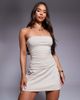 Fashionkilla Fashionkilla cotton bandeau ruched waist mini dress in stone-Neutral - 3