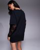 Fashionkilla Fashionkilla cotton lace sleeves mini t-shirt dress in black - 4