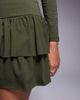 Fashionkilla Fashionkilla cotton long sleeve drop waist ruffle hem mini dress in khaki-Green - 4