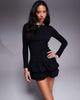 Fashionkilla Fashionkilla cotton long sleeve ruffle hem mini dress in black - 1