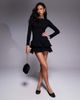 Fashionkilla Fashionkilla cotton long sleeve ruffle hem mini dress in black - 2