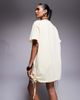 Fashionkilla Fashionkilla cotton ruched tie side mini T-shirt dress in yellow-White - 2