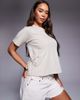 Fashionkilla Fashionkilla cotton tie side detail T-shirt in stone-Neutral - 1