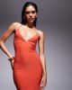 Fashionkilla Fashionkilla double layered slinky lace trim wrap halterneck maxi dress in orange - 2