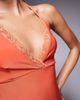 Fashionkilla Fashionkilla double layered slinky lace trim wrap halterneck maxi dress in orange - 4